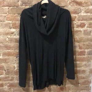 Dark Grey Sweater Tunic w. Drooping Turtle Neck